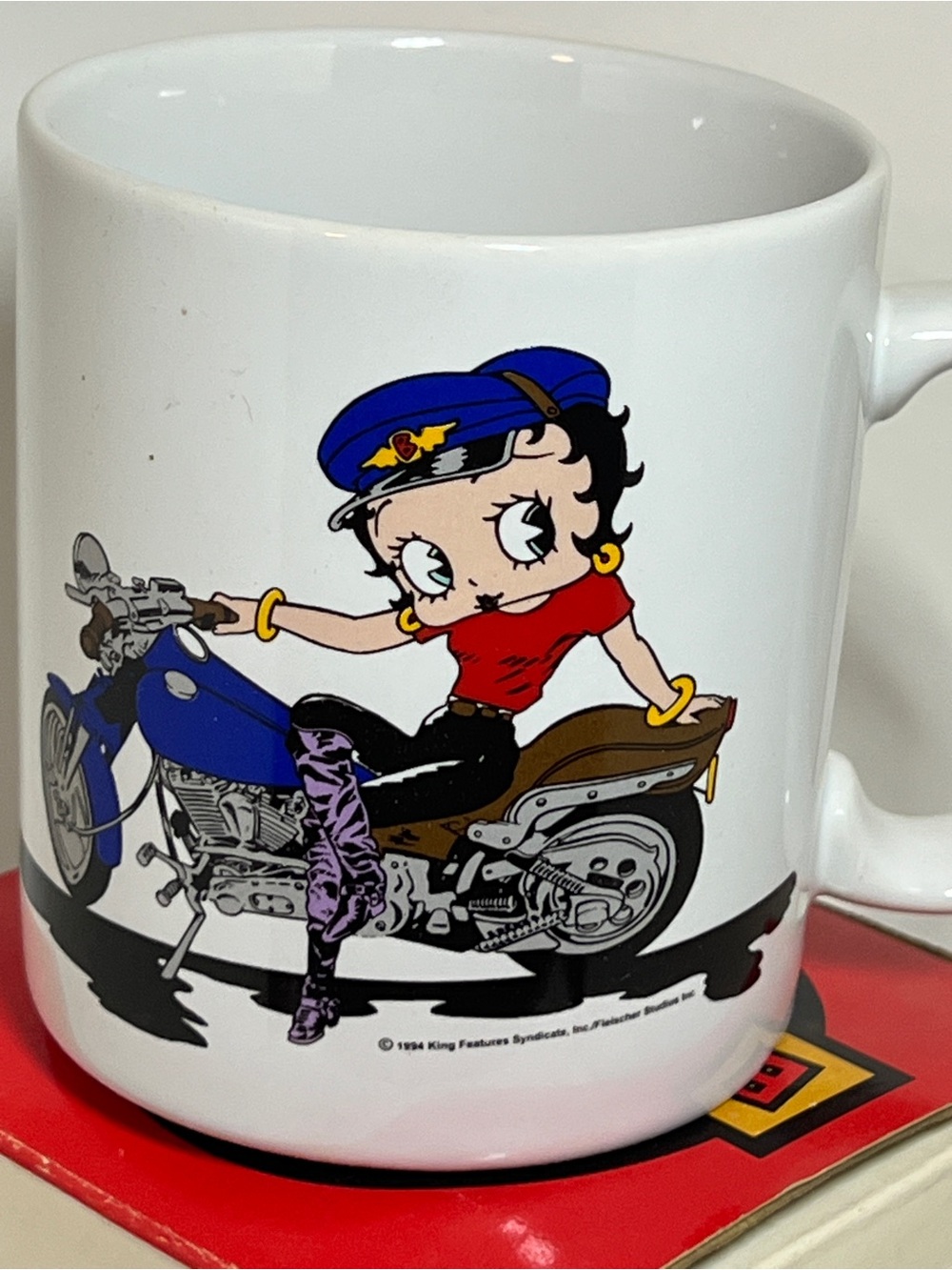 Vintage Betty Boop Motorcycle Ceramic Mug - Classic Character Design